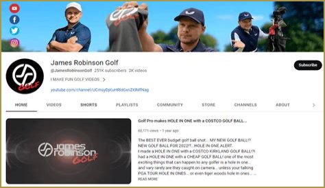 James Robinson Golf net worth, income and estimated earnings of Youtuber channel